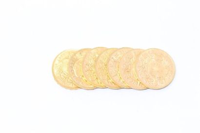 null Lot de 7 pièces en or de 20 francs Vreneli (1925 B (400 000 ex.); 1927 B x 2...