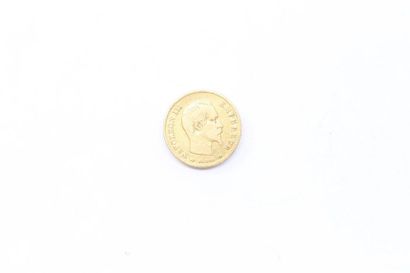 null 10 franc gold coin "Napoleon III bare head" (1856 A)

Weight: 3.22 g. 