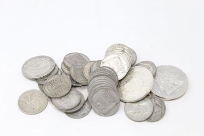 null Lot de pièces en argent Turin, Semeuse et Hercule.

Poids : 558 g. 
