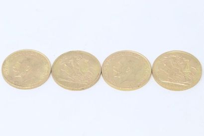 null Lot of four gold sovereigns George V (1913; 1917; 1925; 1929). 

TB to APC ....