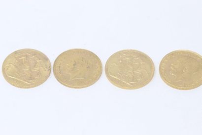 null Lot of four gold sovereigns George V (1913; 1917; 1925; 1929). 

TB to APC ....