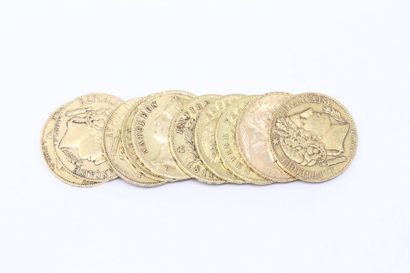 Lot of 10 gold coins of 20 francs including...