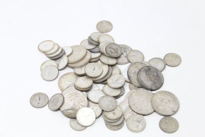null Ensemble de pièces en argent de type Semeuse, 50 centimes et 2 francs. 



Poids...