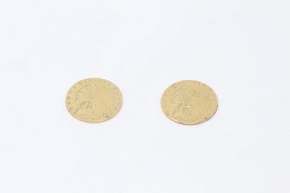 null Deux pièces en or de 2½ dollars "Indian Head - Quarter Eagle". (1908 ; 1912)

TB...