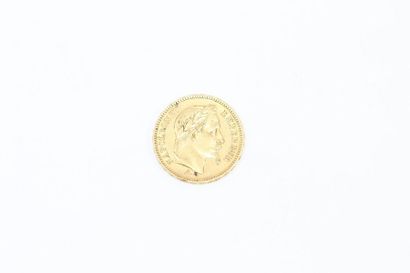 Coin of 20 Francs gold Napoleon III laurée...
