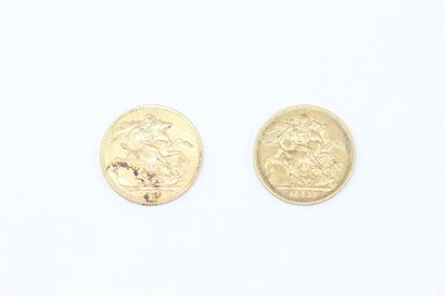 null Lot consisting of two gold Sovereigns, one George V (1913), the other Victoria...