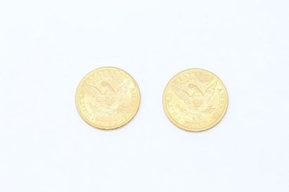 null Lot de 2 pièces de 5 dollars 1882 et 1899.

Poids : 16.7 g.

