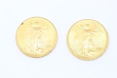 null Lot de deux pièces de 20 dollars or Liberty, 1924.

Poids : 66.8 g.