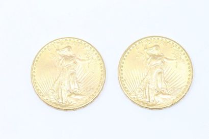 null Lot de deux pièces de 20 dollars or Liberty, 1927.

Poids : 66.8 g.