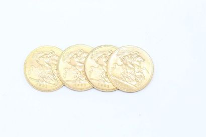 null Quatre pièces en or 1 souverain George V 1931

TB à TTB

Poids : 31.90 g.