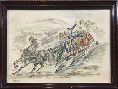 null MEURICE André (XX)

The carriage runaway, 

mixed technique on paper, signed...