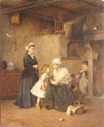 null SAUVAGE Philippe François, XIXe siècle,

La visite à la grand-mère,

huile sur...