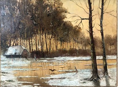 null GODCHAUX, 19th-20th century,

Closed in winter,

oil on canvas (small accidents...