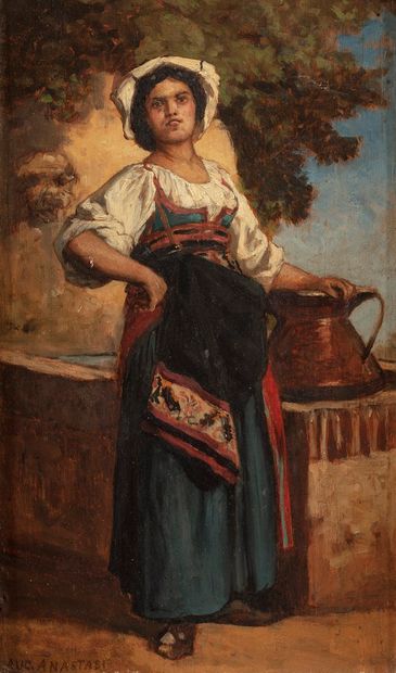 null FRENCH SCHOOL of the 19th century

Peasant girl at the fountain

oil on board

bears...
