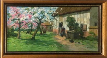 null ESCHBACH Paul, 1881-1961,

Trees in bloom in front of the farm, around Honfleur,...