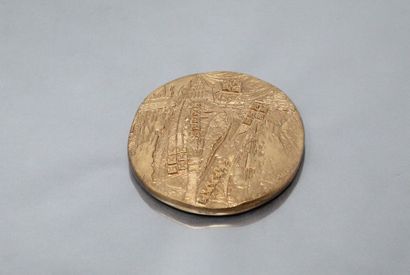 ICARE 

Bronze medal of ap. Adam. Round slice,...