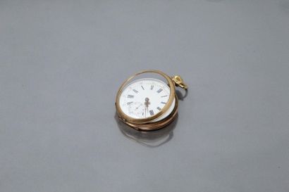 null Pocket watch in 18k (750) yellow gold (bowl and bélière), hour-markers with...