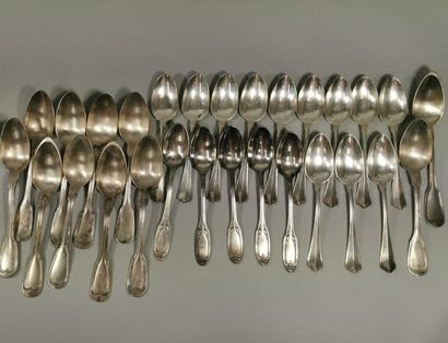null Lot of silverware comprising : 

- Two pairs of salt shakers, one with two salt...
