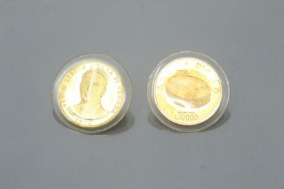 null Set of two Italian gold coins. 

Gross weight: 6.54 g.