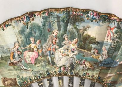  Harvests and country pleasures, circa 1760-1770 
Folded fan, the double sheet in...