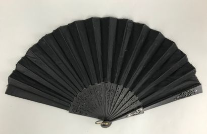 null Three fans, circa 1890

*One, the black satin leaf with steel flake flower decoration....