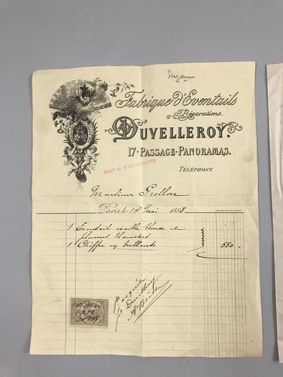 null Invoices 1888-1908

*One, printed on letterhead from the "Fan Factory /Duvelleroy/...