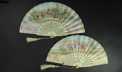 null Two fans, circa 1860

Folded fans, the sheets lithographed and enhanced with...