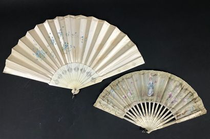 null Three fans, circa 1880-1900

Including a fan, the silk leaf painted with a number,...