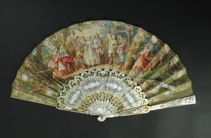 null Vive la mariée ! vers 1850-1860

Éventail plié, la feuille en papier peint à...