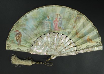 null The poet and the girls, circa 1860-1880

Folded fan, the painted skin leaf of...