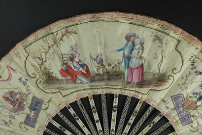 null 
 Le bonheur paysan, vers 1780-1790

 Éventail plié, la feuille en soie peinte...