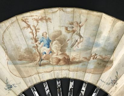  The sacrifice, circa 1780 
Folded fan, the sheet of skin, mounted in the English...