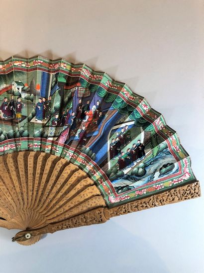 null 
Sandalwood, China, 19th century





Folded fan, the double silk sheet painted...