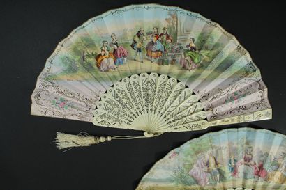 null Two fans, circa 1860

Folded fans, the sheets lithographed and enhanced with...