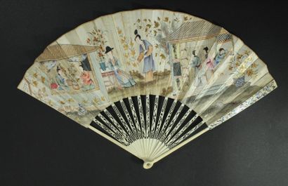  Straw leaves, circa 1790-1800 
Folded fan,...