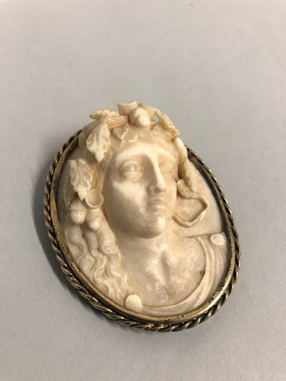 null Ivory (Africana Loxodonta) cameo brooch representing a head of Bacchus. 



Bronze...
