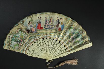 null The fortune-teller, circa 1860...

Folded fan, the chromolithographed sheet...