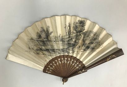 null Three fans, circa 1890

*One, the black satin leaf with steel flake flower decoration....