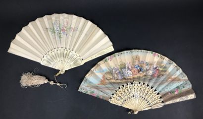 null Two fans, circa 1860-1880

*One, the lithographed sheet of paper of a gallant...