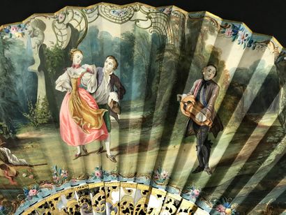null Le joueur de vielle, vers 1840-1850

Éventail plié, la feuille double en papier...