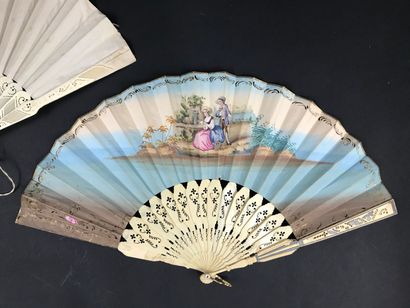 null Two fans, circa 1860-1880

*One, the lithographed sheet of paper of a gallant...