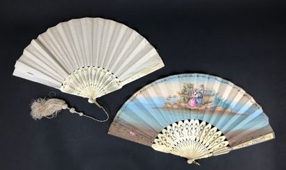 null Two fans, circa 1860-1880

*One, the lithographed sheet of paper of a gallant...