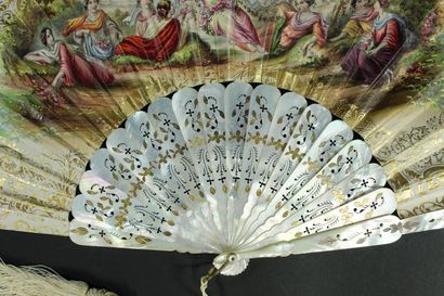 null Flore's swing, circa 1860

Folded fan, the sheet of paper lithographed and painted...