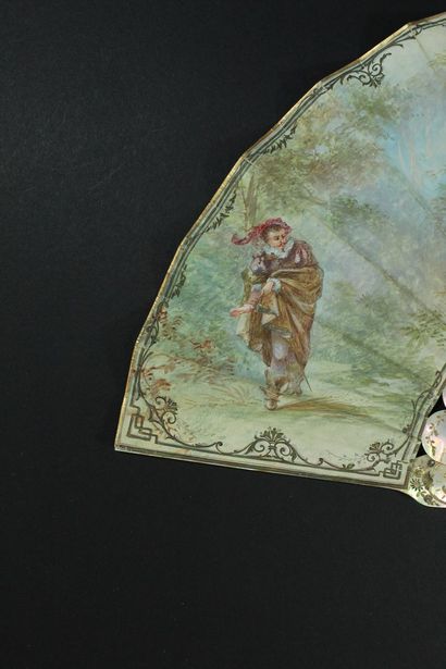 null The poet and the girls, circa 1860-1880

Folded fan, the painted skin leaf of...