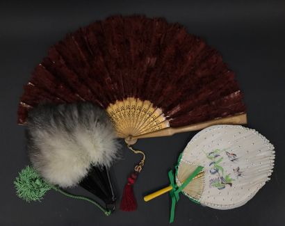 null Seven fans made of natural or dyed ostrich feathers. 19th-20th centuries

Green,...