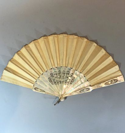 null Flowers, two fans, circa 1880-1890

*One, the cream satin leaf painted with...