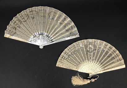 null Two fans, circa 1900

*One, the leaf embroidered with a braid of laurels in...