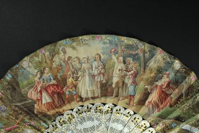 null Long live the bride! circa 1850-1860

Folded fan, the gouache wallpaper sheet...