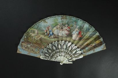 null Two fans, circa 1850-1860

*One, the lithographed paper sheet, enhanced with...