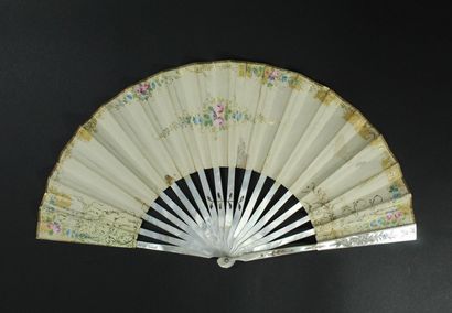 null Two fans, circa 1850-1860

*One, the lithographed paper sheet, enhanced with...